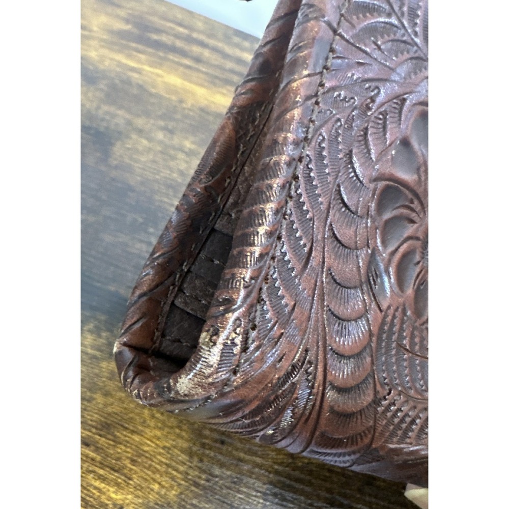 American West Tooled Genuine Leather Wallet Bi-Fold Brown Western Cowgirl - Picture 5 of 16